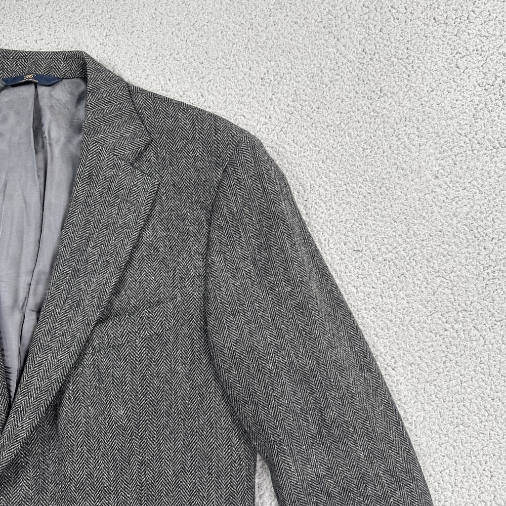 Brooks Brothers 346 Blazer Men 44R Grey Herringbone Tweed Wool Sport Coat - Picture 16 of 16